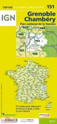 151. Grenoble turista térkép, Grenoble-Chambery térkép IGN 1: 100 000 2015 (ISBN: 9782758526834)