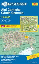 09. Alpi Carniche - Coglians - Sernio, Karnische Alpen turista térkép Tabacco 1: 25 000 (ISBN: 9788883150098)