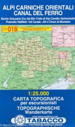 018. Alpi Carniche Orientali - Canal del Ferro turista térkép Tabacco 1: 25 000 (ISBN: 9788883150180)