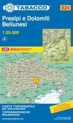 024. Prealpi e Dolomiti Bellunesi turista térkép Tabacco 1: 25 000 (ISBN: 9788883150241)