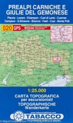 020. Prealpi Carniche e Giulie del Gemonese turista térkép Tabacco 1: 25 000 (ISBN: 9788883150203)