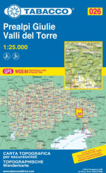 026. Prealpi Giuli - Valli del Torre turista térkép Tabacco 1: 25 000 (ISBN: 9788883150265)