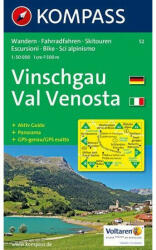 52. Vinschgau/Val Venosta, D/I turista térkép Kompass (ISBN: 9783854910589)