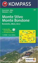 687. Monte Stivo, Monte Bondone, Rovereto, Mori, Arco, 1: 25 000 turista térkép Kompass (ISBN: 9783854916840)