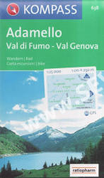 638. Adamelo-Val di Fumo-Val Genova turista térkép Kompass 1: 25 000 (ISBN: 9783854918905)