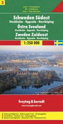 Svédország 3 Délkelet - Stockholm-Uppsala-Norrköping, 1: 250 000 Freytag térkép AK 0669 (ISBN: 9783707903201)