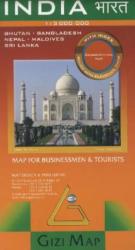 India térkép Gizi Map domborzati 1: 3 000 000 (ISBN: 9789632121635)