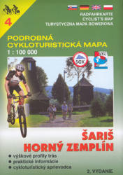 PCM 4. Saris, Horny Zemplén kerékpáros térkép, Podrobná turista térkép 1: 100 000 VKÚ 4 (ISBN: 9788080422677)