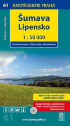 61. Sumava turista térkép Kartografie Praha 1: 50 000 Sumava térkép, Lipensko (ISBN: 9788073933074)