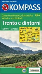 647. Trento e dintorni, 1: 25 000, D/I turista térkép Kompass (2010)