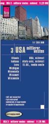USA 3. Mittlerer Westen: Illinois, Indiana, Iowa, Michigan, Minnesota, Missouri, Wisconsin USA térkép Reise 1 : 1 250 000 (2009)
