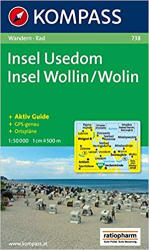 738. Insel Usedom, Insel Wollin, 1: 50 000/1: 60 000 turista térkép Kompass (2009)