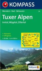 Tuxer Alpen, Inntal, Wipptal, Zillertal turistatérkép - KOMPASS 34 (2010)
