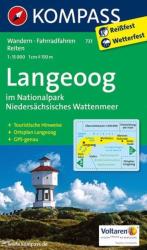 731. Langeoog im Nationalpark Niedersächsisches Wattenmeer, 1: 15 000 turista térkép Kompass (2011)