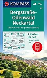 827. Bergstraße Odenwald, Neckartal, 2teiliges Set mit Aktiv Guide turista térkép Kompass (2011)