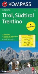 358. Tirol, Südtirol, Trentino, Panorama mit Straßenkarte, 1: 250 000 panoráma térkép (2011)