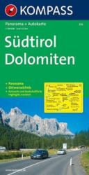 356. Südtirol, Panorama mit Straßenkarte, 1: 150 000 panoráma térkép (2009)