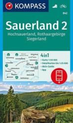 842. Sauerland 2, Hochsauerland, Rothaargebirge, Siegerland turista térkép Kompass (2011)