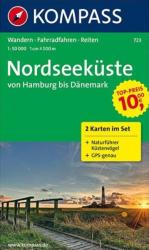 723. Nordseeküste, von Hamburg bis Dänemark, 2teiliges Set mit Naturführer turista térkép Kompass (2010)