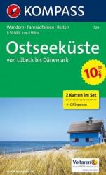724. Ostseeküste, von Lübeck bis Dänemark, 2teiliges Set mit Naturführer turista térkép Kompass (2010)