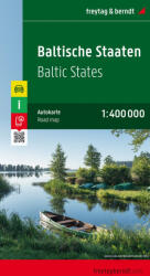 Balti államok térkép, Észtország, Lettország, Litvánia 1: 400 000 Freytag Baltikum térkép (2007)