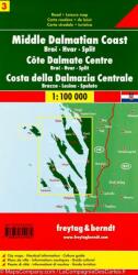 Dalmát-tengerpart 3 Brač-Hvar-Split, 1: 100 000 Freytag térkép AK 0705 (2001)