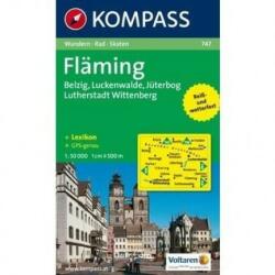 747. Fläming, Belzig, Luckenwalde, Jüterbog, Lutherstadt, Wittenberg, mit Skatetouren turista térkép Kompass (2010)