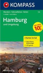725. Hamburg und Umgebung, 2teiliges Set mit Naturführer turista térkép Kompass (2010)