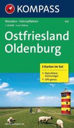 410. Ostfriesland, Oldenburg, 3teiliges Set mit Naturführer turista térkép Kompass (2011)