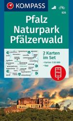 826. Pfalz, Naturpark Pfälzerwald, 2teiliges Set mit Aktiv Guide turista térkép Kompass (2011)