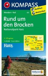 455. Brocken Nationalpark Harz, Rund um den, 1: 25 000 turista térkép Kompass (2011)