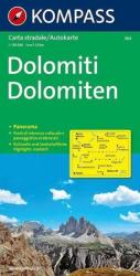364. Dolomiten, Panorama mit Straßenkarte, 1: 150 000 panoráma térkép (2010)