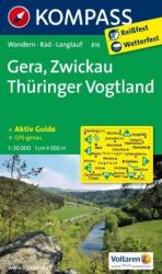 816. Gera, Zwickau, Thüringer Vogtland turista térkép Kompass (2011)