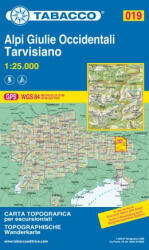 019 Alpi Giulie Occidentali - 1: 25.000 túristatérkép -TABACCO (ISBN: 9788883151187)