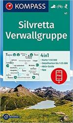 41. Silvretta turista térkép Kompass 1: 50 000 Verwallgruppe térkép 4 részes térképszett (ISBN: 9783990444962)