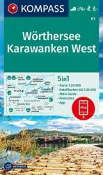 61. Wörther See turista térkép Kompass 1: 50 000, 5 az 1-ben, 2019 (ISBN: 9783990447284)