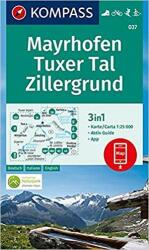 037. Mayrhofen turista térkép Kompass 1: 25 000 Tuxer Tal turista térkép 3in1 (ISBN: 9783990445563)