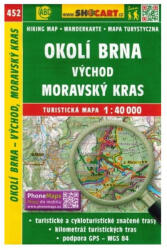 SC 452. BRNO KÖRNYÉKE turistatérkép, Morva-karszt turista térkép kolí Brna Vychod, Moravsky Kras Shocart 1: 40e (ISBN: 9788072247301)