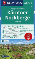 66. Nockberge turista térkép Kompass Karintiai turistatérkép, Nockberge Bioszféra Park, Liesertal 1: 50e, 5 az 1-ben 2019 (ISBN: 9783990447291)