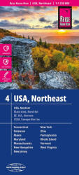 USA 4. Északkelet USA térkép, Nordost-Northeast-USA térkép Reise - vízálló 1 : 1 250 000 2023 (2009)