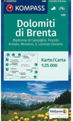 688. Dolomiti di Brenta turista térkép Kompass 1: 25 000 Brenta-csoport térkép (ISBN: 9783990443323)