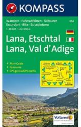 054. Lana Etschtal Val d Adige turista térkép Kompass 1: 25 000 (2011)