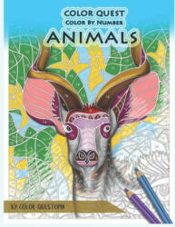 Color Quest Color by Number Animals: Jumbo Adult Coloring Book for Stress Relief (ISBN: 9781710747195)