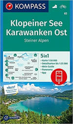 65. Klopeiner See turista térkép Karavánkák turista térkép, Karawanken East térkép Kompass 1: 50 000, 1: 25 000 (ISBN: 9783990443835)