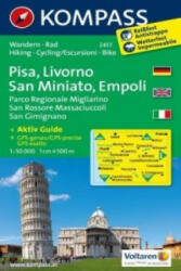 2457. Pisa, Livorno, San Miniato, Empoli, D/I turista térkép Kompass (2012)