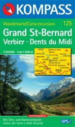 125. Grand St. Bernard/Großer St. Bernhard turista térkép Kompass (2007)