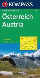 340. Österreich, Panorama mit Straßenkarte, 1: 600 000 panoráma térkép (2010)