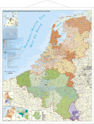 Benelux államok, Benelux államok irányítószámos térképe fóliás, fémléces 1: 400 000 140x100 cm (2009)