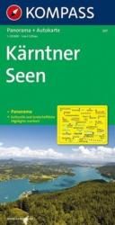 337. Kärntner Seen, Panorama mit Straßenkarte, 1: 125 000 panoráma térkép (2009)