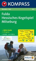 461. Fulda, Hessisches Kegelspiel, Milseburg turista térkép Kompass (2010)